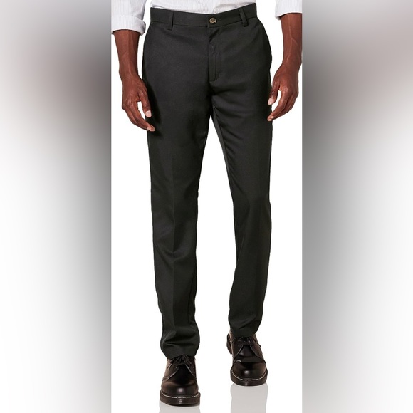 Amazon essential men’s slim fit flat front dress pants. Black 29Wx30L. - Picture 1 of 6